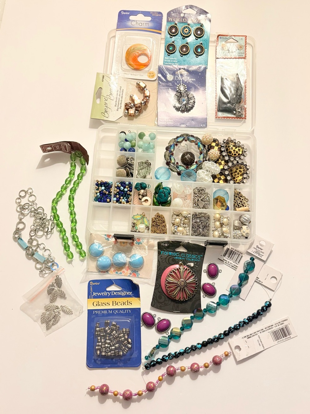 Assorted Jewelry Making Kit with Beads and Charms - Turquoise, Teal, Green, Pink - Picture 8 of 9